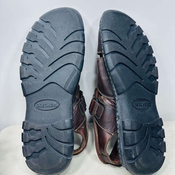 Skechers Men\'s Size 13 Brown Leather Hook & Loop Fisherman Sandals 60230 main image 6